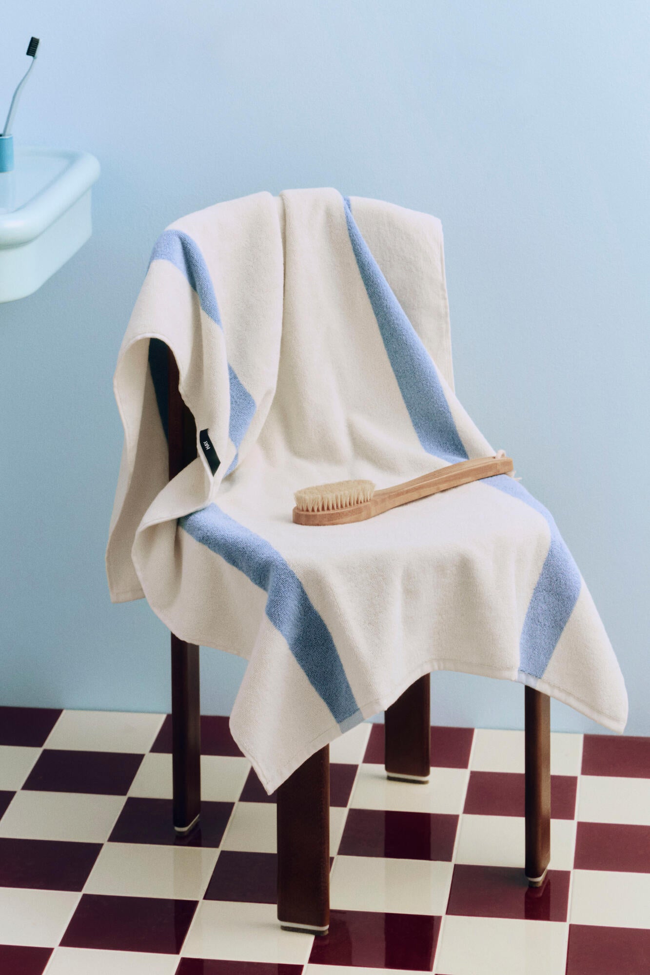 Stripe badehåndklæde, 70x140 cm - Dusty Blue